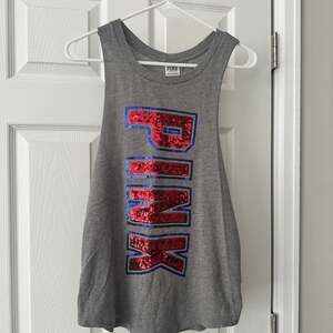 Victoria's Secret PINK USA Sequin Muscle Tank Top Gray Size XS